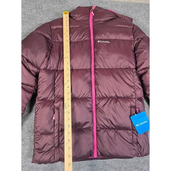 Columbia Puffer Hooded Jacket Kids Youth Size L (14-16) Burgundy